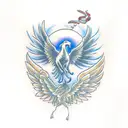 winged  simurgh dog full figure tattoo design idea