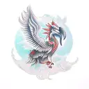 winged  simurgh dog full figure tattoo design idea