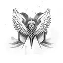 The winged  dog sits tattoo design idea