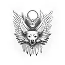 The winged  dog sits tattoo design idea