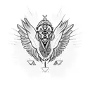 The winged  dog sits tattoo design idea