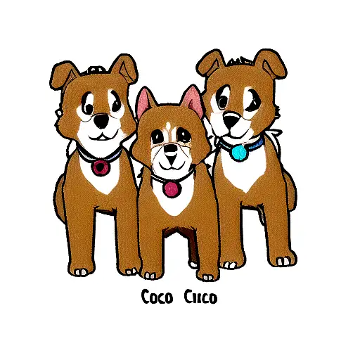 my three dogs names, coco, nala nada diva tattoo design idea
