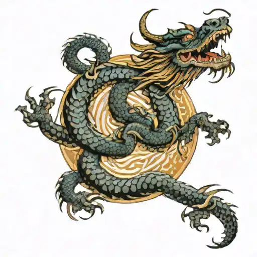 filipino sun shining japanese dragon tattoo design idea