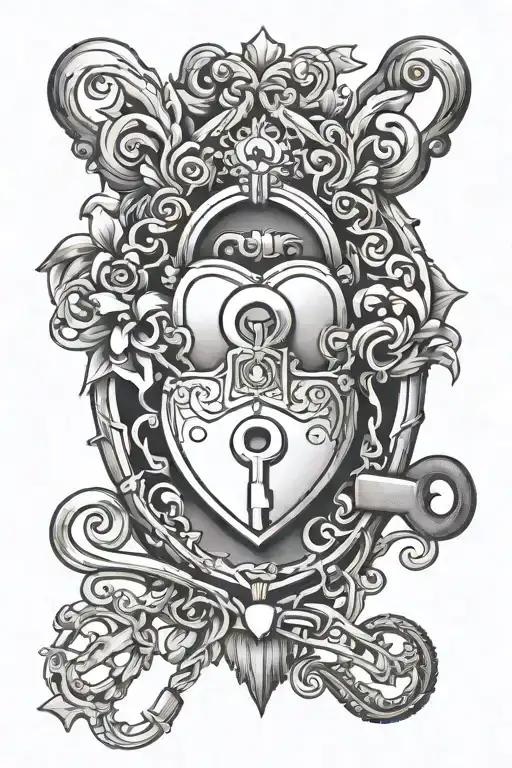 heart shaped lock and key symbolizing tattoo design idea