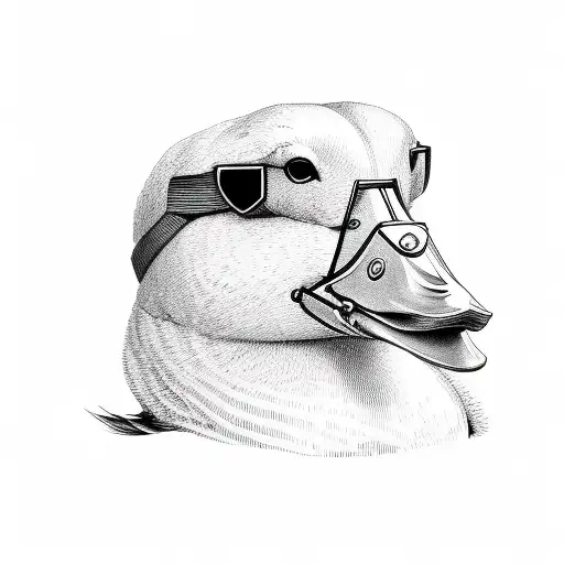 duck with sunglasses tattoo design idea