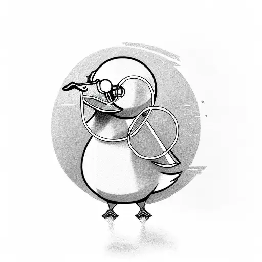 2D duck with round glasses tattoo design idea