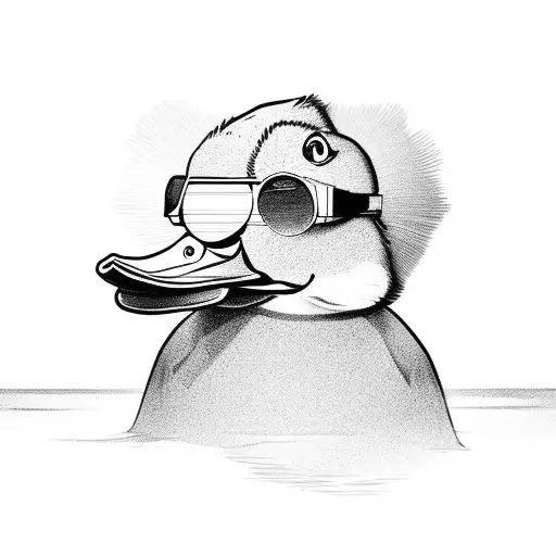 2D duck with sunglasses tattoo design idea