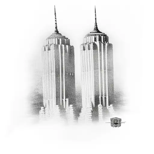 king king on twin towers tattoo design idea