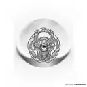 "Never Broke Again" on the upper abdomen curved above the navel in Memphis style tattoo design idea