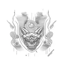 "Never Broke Again" on the upper abdomen curved above the navel in Memphis style tattoo design idea