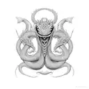 crâne serpent géométrique profondeur tattoo design idea