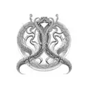 crâne serpent géométrique profondeur tattoo design idea