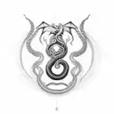 crâne serpent géométrique profondeur tattoo design idea