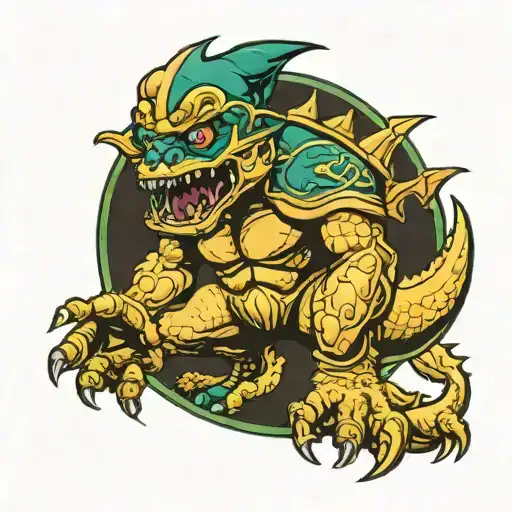notre dame fighting Irish leprechaun golden dome godzilla tattoo design idea