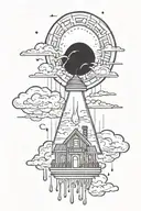 House Light Sun Rain Cloud Candle tattoo design idea