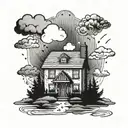 House Light Sun Rain Cloud  tattoo design idea