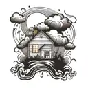 House Light Sun Rain Cloud  tattoo design idea