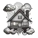 House Light Sun Rain Cloud  tattoo design idea