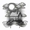 House Light Sun Rain Cloud  tattoo design idea