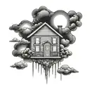House Light Sun Rain Cloud tattoo design idea