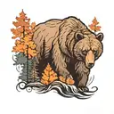 mountains forests bear peaceful tattoo design idea
