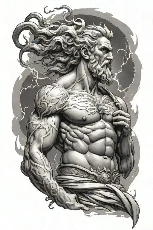 Zeus holding a lightning tattoo design idea