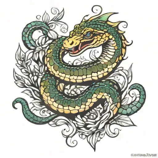 anaconda around a trophy tattoo design idea