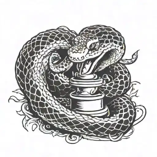 an Anaconda wrapped around a trophy tattoo design idea
