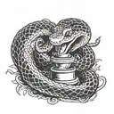 an Anaconda wrapped around a trophy tattoo design idea
