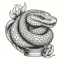 an Anaconda wrapped around a trophy tattoo design idea