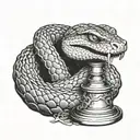 an Anaconda wrapped around a trophy tattoo design idea