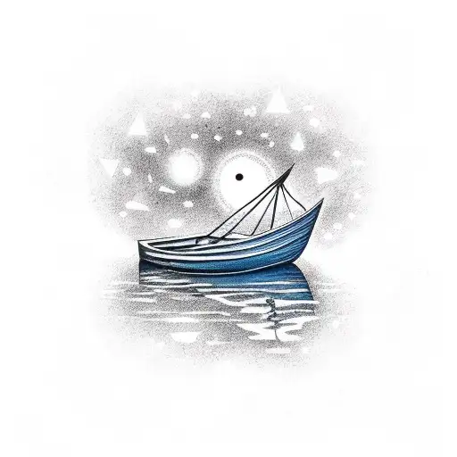 row boat in space tattoo design idea