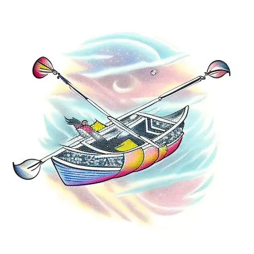 row boat in space tattoo design idea