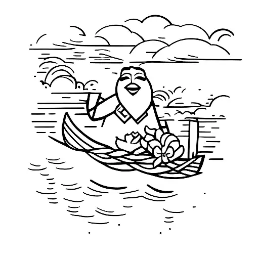 row boat down a stream  tattoo design idea