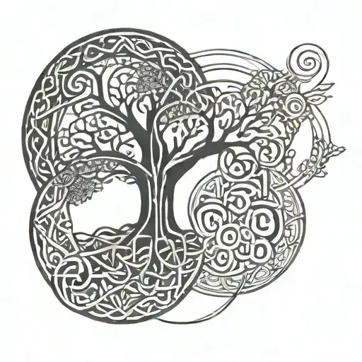 all Celtic's runes Tree of life growing together tattoo design idea