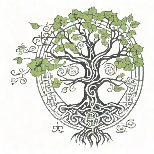 Celtic's runes Tree of life growing tattoo design idea
