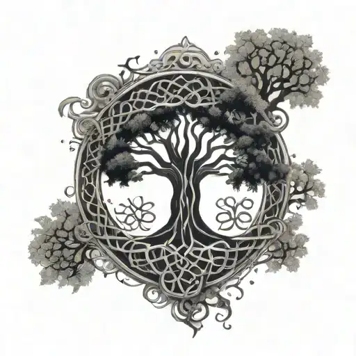 all Celtic's runes Tree of life growing together tattoo design idea