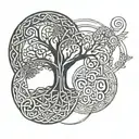 all Celtic's runes Tree of life growing together tattoo design idea