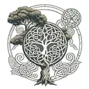 all Celtic's runes Tree of life growing together tattoo design idea