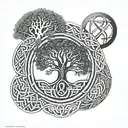 all Celtic's runes Tree of life growing together tattoo design idea