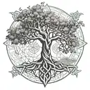 all Celtic's runes Tree of life growing together tattoo design idea