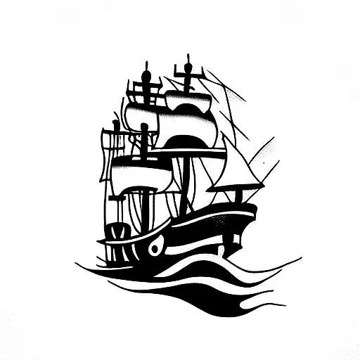 pirate ship tattoo design idea