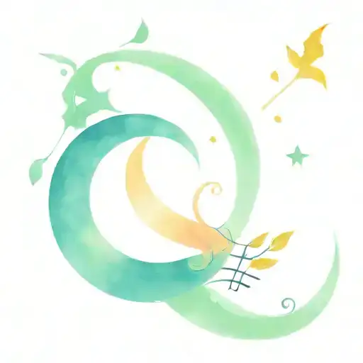 Music written on a scroll wrapping around the upper arm, under a glowing moon with falling leaves encompassing tattoo design idea