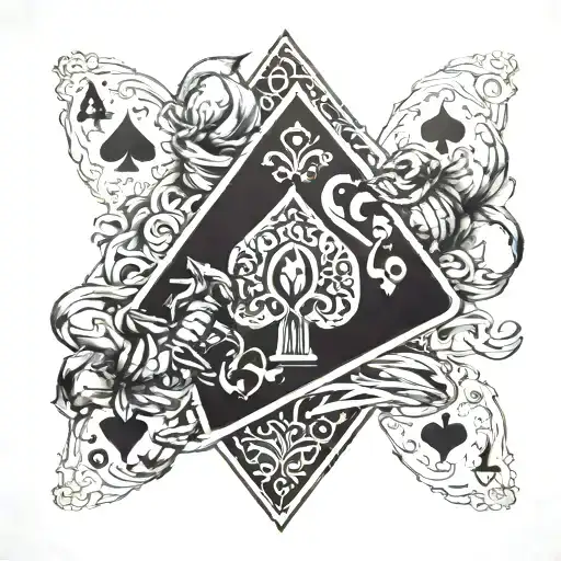 7 of spades and 2 of diamonds and a scorpion crawling tattoo design idea