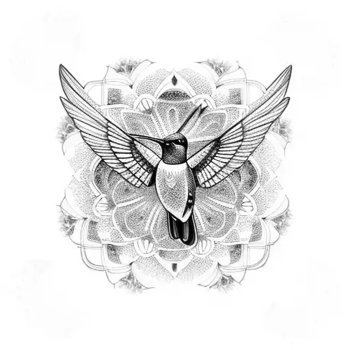 A mandala made of hummingbirds and flowers tattoo design idea