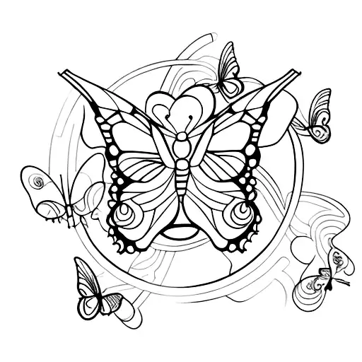 A fashion-inspired design featuring butterflies and spoons tattoo design idea