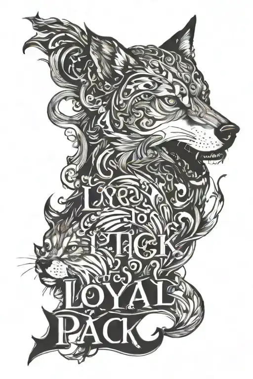 Loyal To The Pack letters and something that means loyal to the pack tattoo design idea