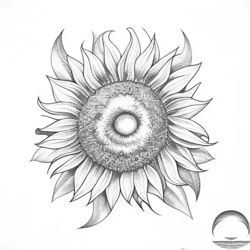 Sunflower with bee and folliage tattoo design idea