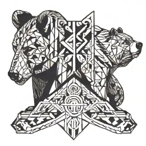 bear totem pole tattoo design idea