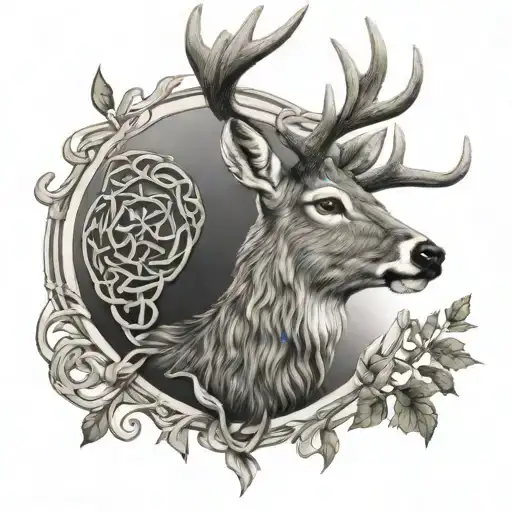 celtic deer head tattoo design idea